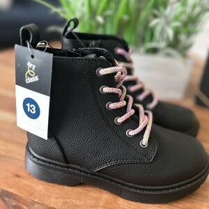 Art Class Zoe Zipper Lace-Up Combat Boots - Black -Girls Size 13 - NEW